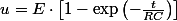 u=E\cdot\left[1-\exp\left(-\frac{t}{RC}\right)\right]
